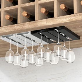 1pc Perforated Free Goblet Holder For Living Room Kitchen; Wine Glass Hanging Holder; Upside Down Red Wine Glass Hanging Holder For Kitchen Livin (Color: black)