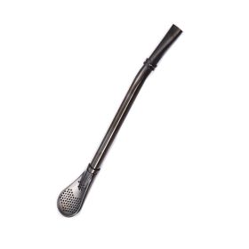 1pc Reusable Stainless Steel Straw - Creative; Multipurpose Spoon for Coffee; Milk; and More! (Color: black)