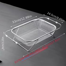 "Premium Stainless Steel Sink Caddy - Adjustable Cutlery & Plate Drying Rack with Quick Drain Holes" (Capacity: large)