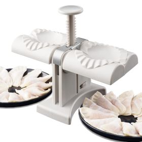 Collfa Automatic Dumpling Maker Mold Manual Ravioli Press Machine Dumpling Press Set Double Heads Mold Make 2 At A Time Quick Dumpling Empanadas (Color: White)