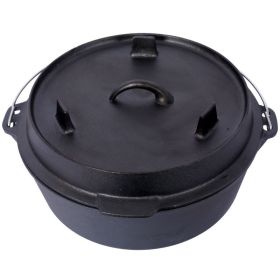 Outdoor Camping Deep Pot for Camping Cooking BBQ Baking (Color: black, Type: 6 Quart)
